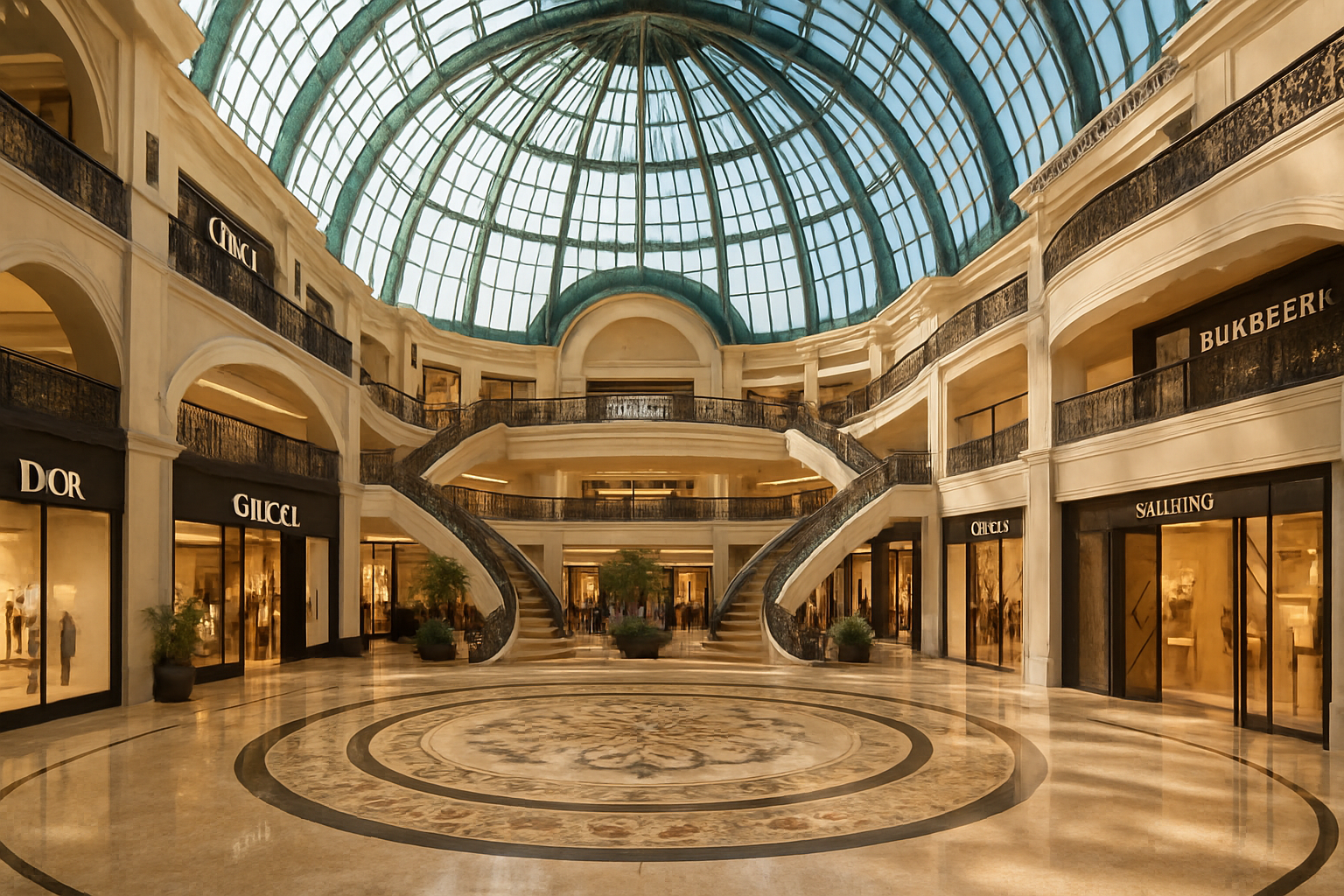 Luxury shopping mall interior in Dubai